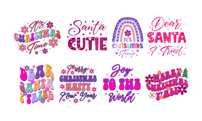 Christmas t-shirt design. Christmas typography. Christmas craft for merchandise. Winter designs. Christmas t shirt designs template with groovy flower