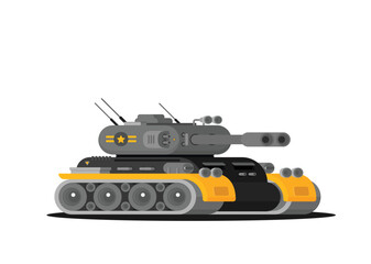 Flat vector modern tank isolated on bright background