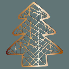 golden Christmas tree sign on a green background