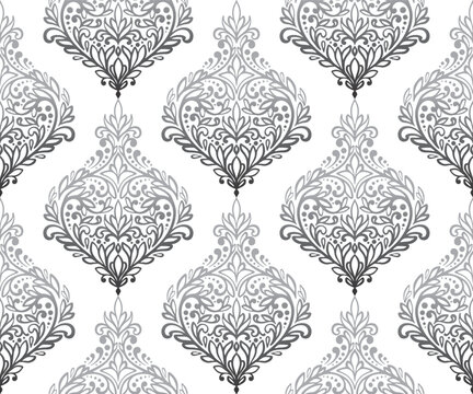 Black and white damask vector seamless pattern. Vintage, paisley elements. Traditional, Turkish motifs. Great for fabric and textile, wallpaper, packaging or any desired idea.
