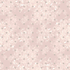  Floral seamless print bouquets of tender roses.  Abstract seamless floral print painted rose bouquets.