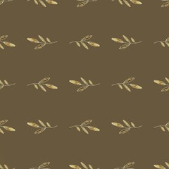 seamless pattern with golden autumn leaves on a dark background. Use for printing wallpaper, fabrics, textiles. wrapping paper