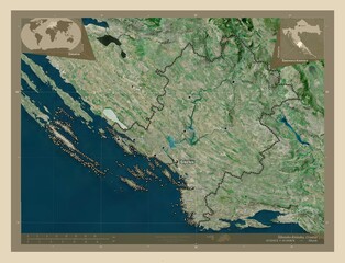 Sibensko-Kninska, Croatia. High-res satellite. Labelled points of cities