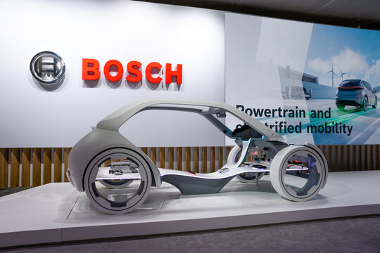 Bosch booth at the IAA Mobility 2021 motor show in Munich, Germany - September 6, 2021.
