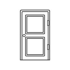 Vector flat outline door icon isolated on white background