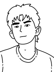 black and white of cute man cartoon for coloring