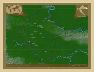 Vukovarsko-Srijemska, Croatia. Physical. Labelled points of cities