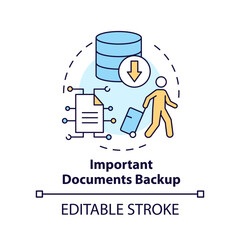 Important document backup concept icon. Copy files. Prepare before moving abroad abstract idea thin line illustration. Isolated outline drawing. Editable stroke. Arial, Myriad Pro-Bold fonts used