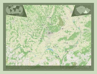 Jihomoravsky, Czech Republic. OSM. Labelled points of cities