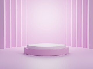 Obraz na płótnie Canvas Podium mockup for product presentation, 3d rendering, pink background