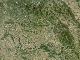 Fototapeta na wymiar Kralovehradecky, Czech Republic. Low-res satellite. No legend