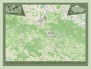 Liberecky, Czech Republic. OSM. Labelled points of cities