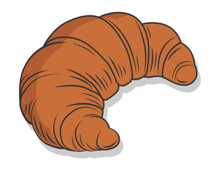 Croissant. Fresh baking, for menu, cafe, bakery, logo, color and black and white illustration. delicious bread croissant bakery