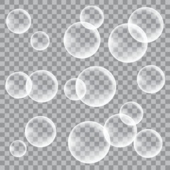 Water Bubble Pattern On Transparent Background. Vector Illustration