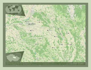 Pardubicky, Czech Republic. OSM. Labelled points of cities