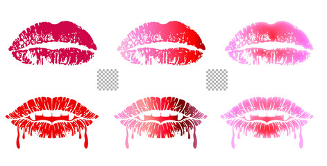 lipstick marks set transparent background solid color kiss mark dracula