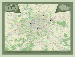 Prague, Czech Republic. OSM. Labelled points of cities