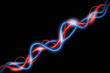 Red And Blue Glowing Neon Lights Line Abstract Banner Wallpaper Background Template. Vector