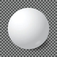 White ball on transparent background. Vector illustration