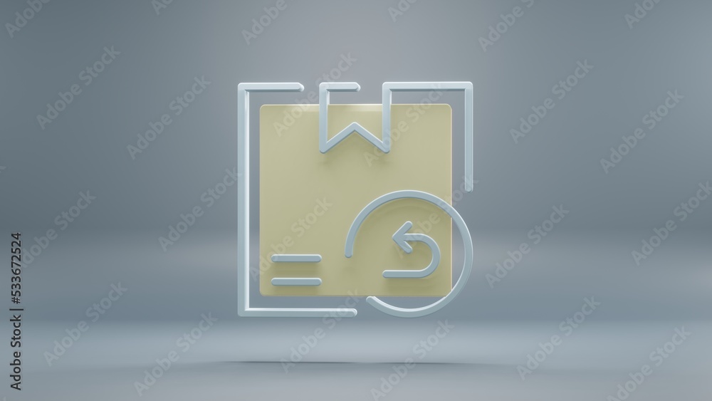 Poster beautiful abstract delivery returns yellow light symbol icons on a blue background. 3d rendering ill