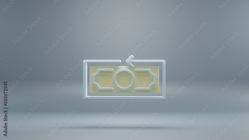 Poster beautiful abstract money back yellow light symbol icons on a blue background. 3d rendering illustrat