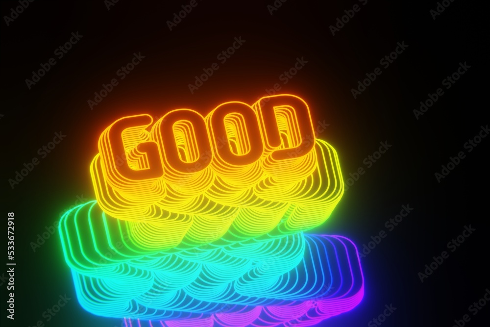 Poster Beautiful Abstract neon background words Good on a black background. 3d rendering illustration Background pattern for design.