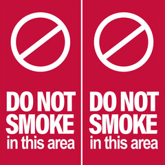 red signs vector with white lettering indicating a no smoking zone in this area