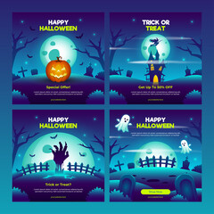 Happy Halloween Social Media Post Template Set