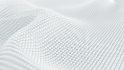 This Stock Motion Graphics Video shows a gently wavy flowing clean and white Shape with spheres abstract corporate background on seamless loop

