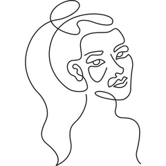 High ponytail woman minimal line art