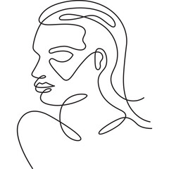 long hair with eyes closed woman minimal line art