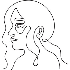 Low ponytail woman minimal line art