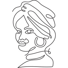 Muslim woman wearing earrings minimal line art