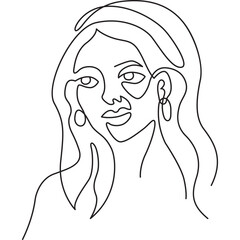 woman wearing a headband minimal line art