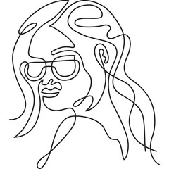 woman wearing sunglasses minimal line art