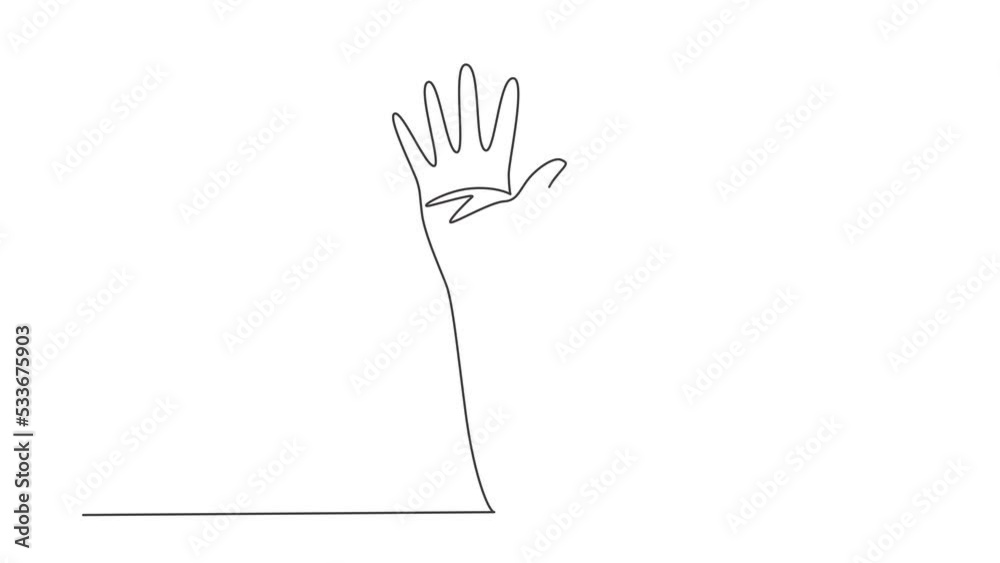 Aufkleber animated self drawing of single continuous line draw hand count number five. learn to count numbers.