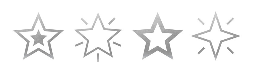 Fototapeta premium Silver Star Set on white background