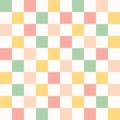 Cute childish Checkerboard Y2K seamless pattern vector background with colorful grid. Abstract sweet children repeat texture wallpaper, modern trendy textile design