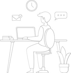Managers are being chased by work deadlines. Out of time. Business metaphor. One line drawing design vector illustration
