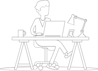 Managers are being chased by work deadlines. Out of time. Business metaphor. One line drawing design vector illustration
