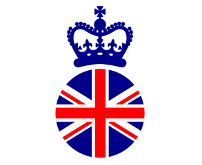 A Blue Crown British United Kingdom Emblem National Europe Flag Icon Vector Illustration Abstract Design Element