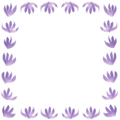Fototapeta na wymiar Square shape frame of watercolor lavender flower buds