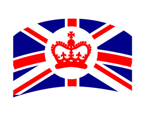 Obraz premium British United Kingdom Flag Emblem With a Red Crown National Europe Emblem Vector Illustration Abstract Design Element