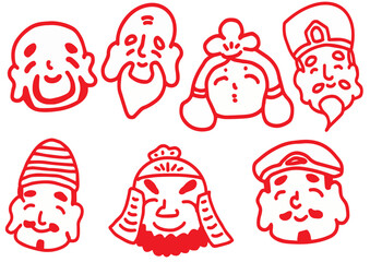 七福神　顔イラスト