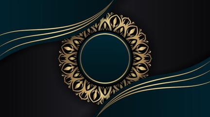 simple background, dark green and black, with gold border