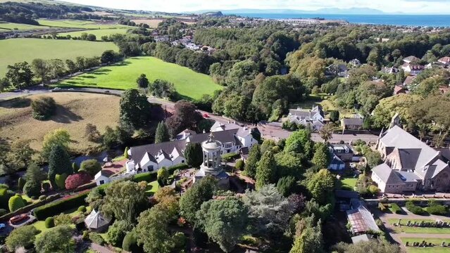 Aerial view of Robert Burns memorial, Ayr, Scotland