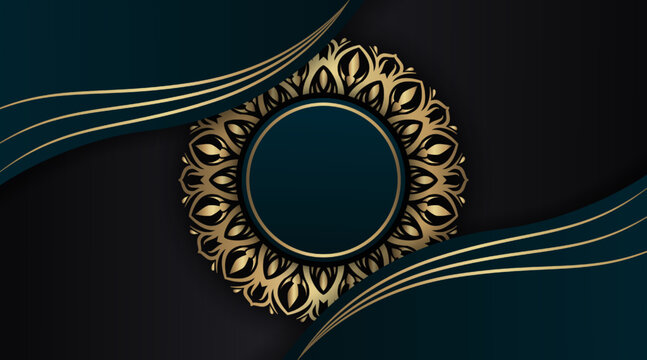 Simple Background, Dark Green And Black, With Gold Border