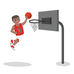 basketball player african slam dunk design character on white background