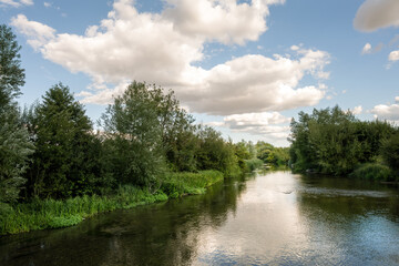 View of the river Avon near Salisbury in Wiltshire on a summer afternoon, England