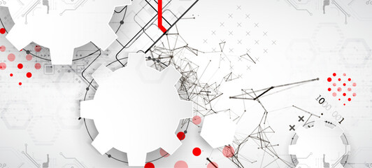 Abstract technology concept. Circuit board, high computer color background. Vector illustration with space for content, web - template, business tech presentation.